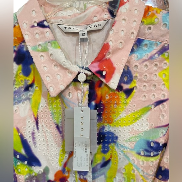 Trina Turk NWT Floral Print Eyelet Dress Womens Size 12 brand new - Picture 7 of 14
